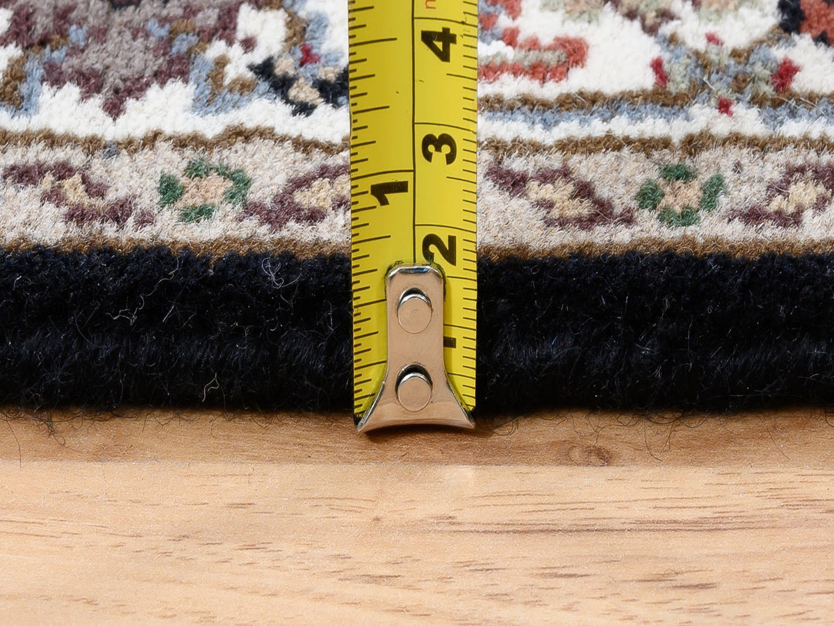 Herati Fine Oriental hand-knotted wool runner in Black & Ivory, 2'5" x 20' — SKU O063530 (view 7)
