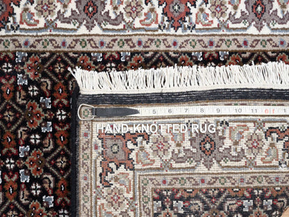 Herati Fine Oriental hand-knotted wool runner in Black & Ivory, 2'5" x 20' — SKU O063530 (view 8)