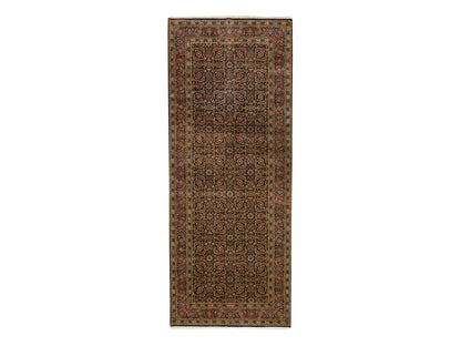 Herati Fine Oriental hand-knotted wool runner in Black & Red, 4' x 10'1" — SKU O063540