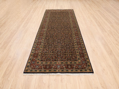 Herati Fine Oriental hand-knotted wool runner in Black & Red, 4' x 10'1" — SKU O063540 (view 2)