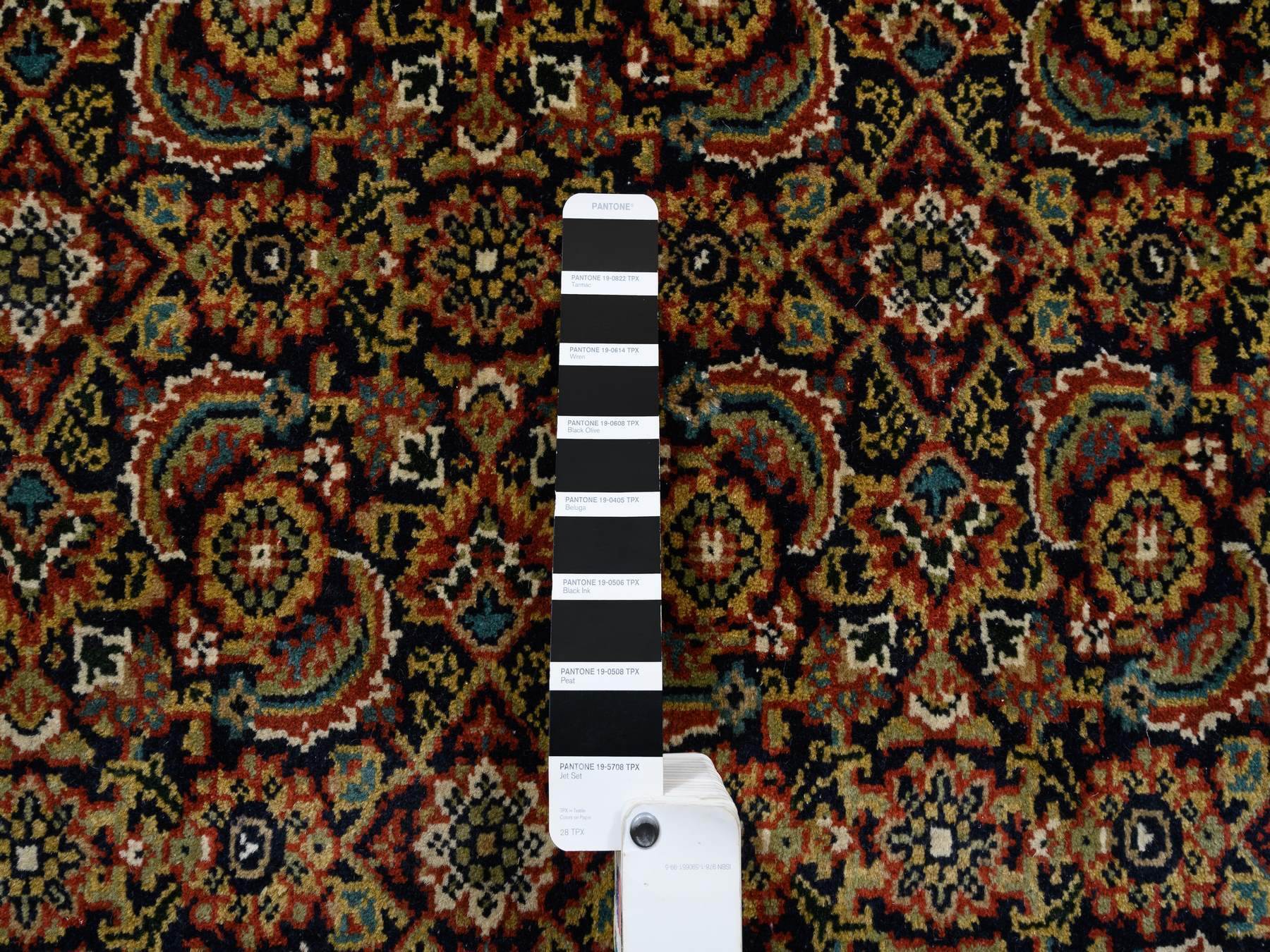 Herati Fine Oriental hand-knotted wool runner in Black & Red, 4' x 10'1" — SKU O063540 (view 4)