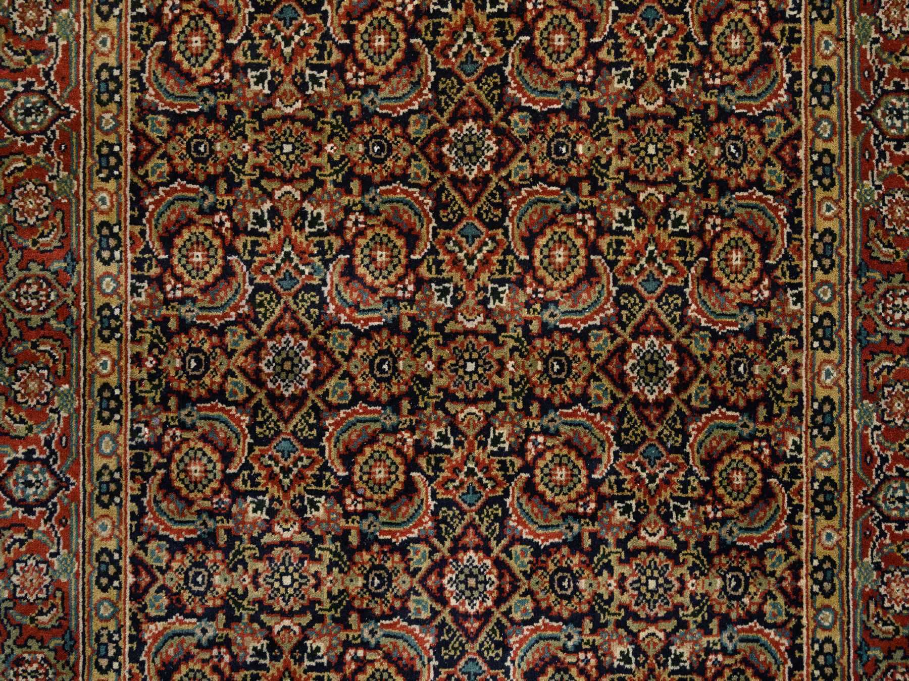 Herati Fine Oriental hand-knotted wool runner in Black & Red, 4' x 10'1" — SKU O063540 (view 5)