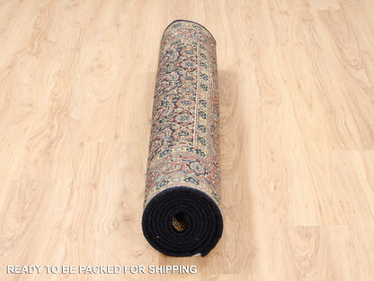 Herati Fine Oriental hand-knotted wool runner in Black & Red, 4' x 10'1" — SKU O063540 (view 6)