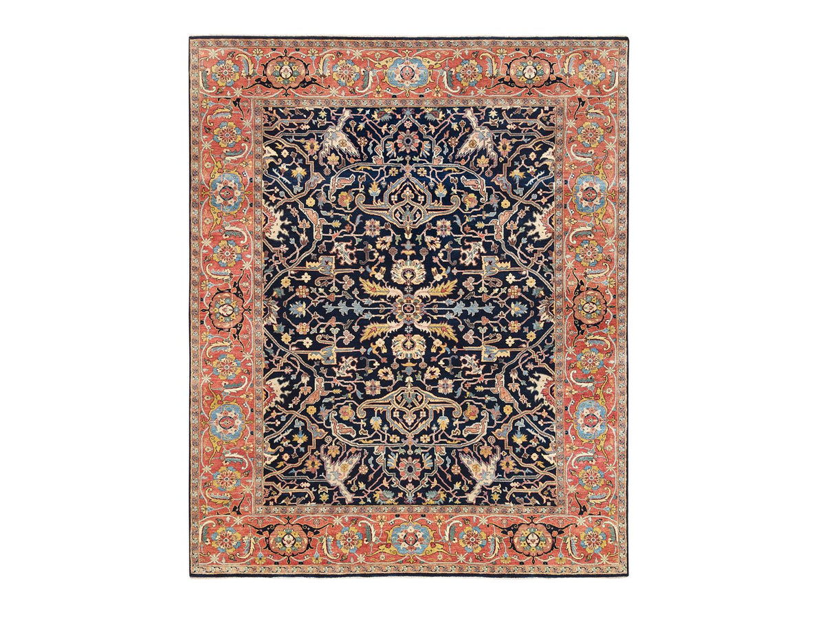 Heriz Heriz hand-knotted wool rug in Blue & Orange, 8'1" x 10'1" — SKU O063546
