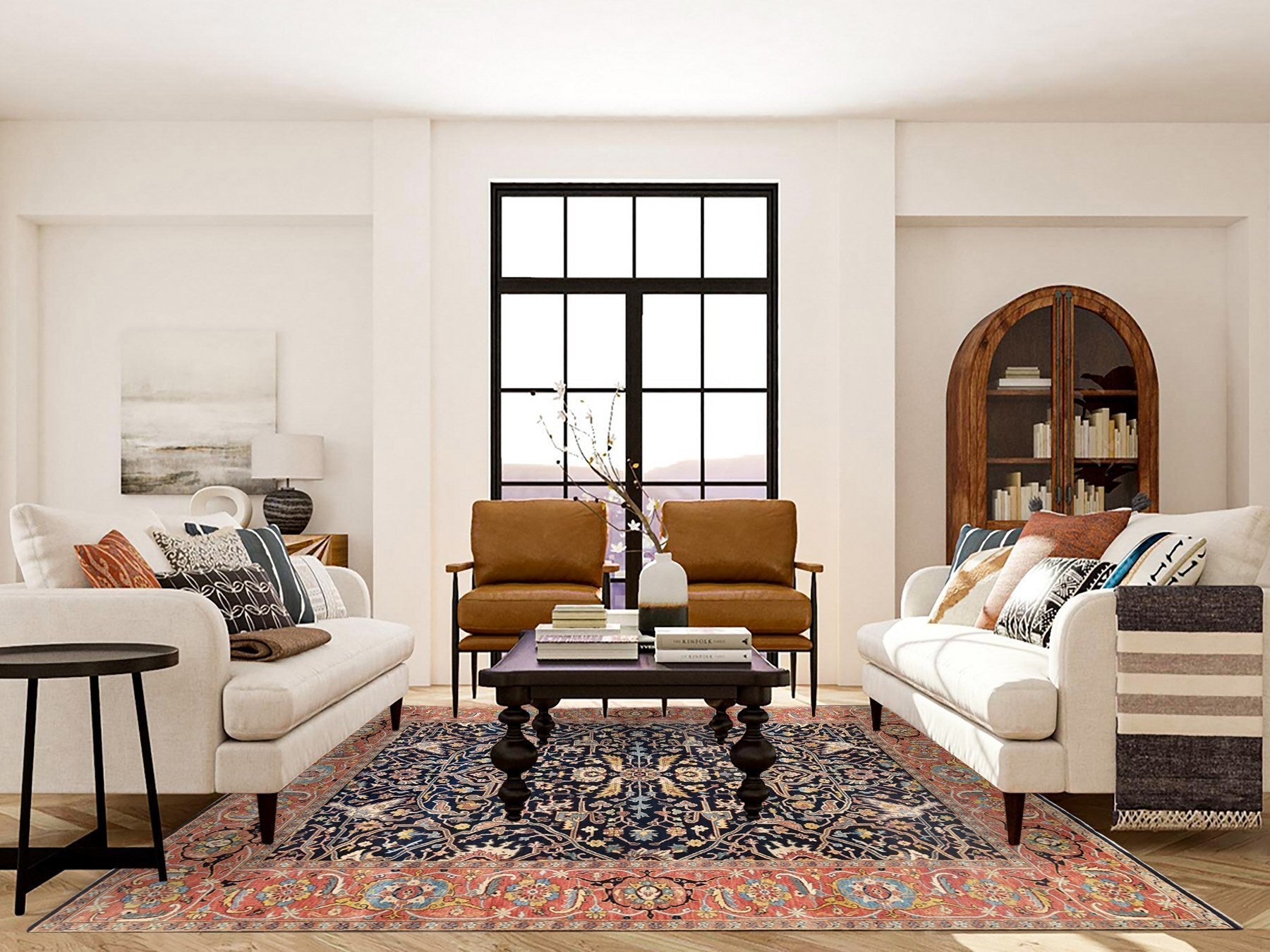 Heriz Heriz hand-knotted wool rug in Blue & Orange, 8'1" x 10'1" — SKU O063546 (view 2)