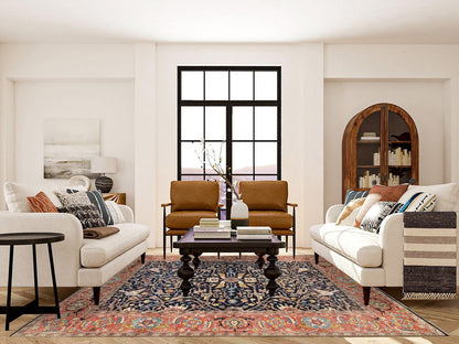 Heriz Heriz hand-knotted wool rug in Blue & Orange, 8'1" x 10'1" — SKU O063546 (view 2)