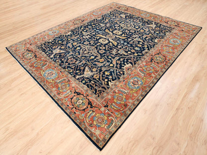 Heriz Heriz hand-knotted wool rug in Blue & Orange, 8'1" x 10'1" — SKU O063546 (view 4)