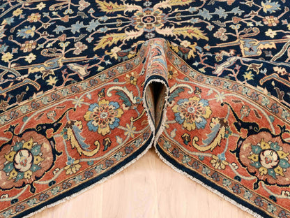 Heriz Heriz hand-knotted wool rug in Blue & Orange, 8'1" x 10'1" — SKU O063546 (view 6)