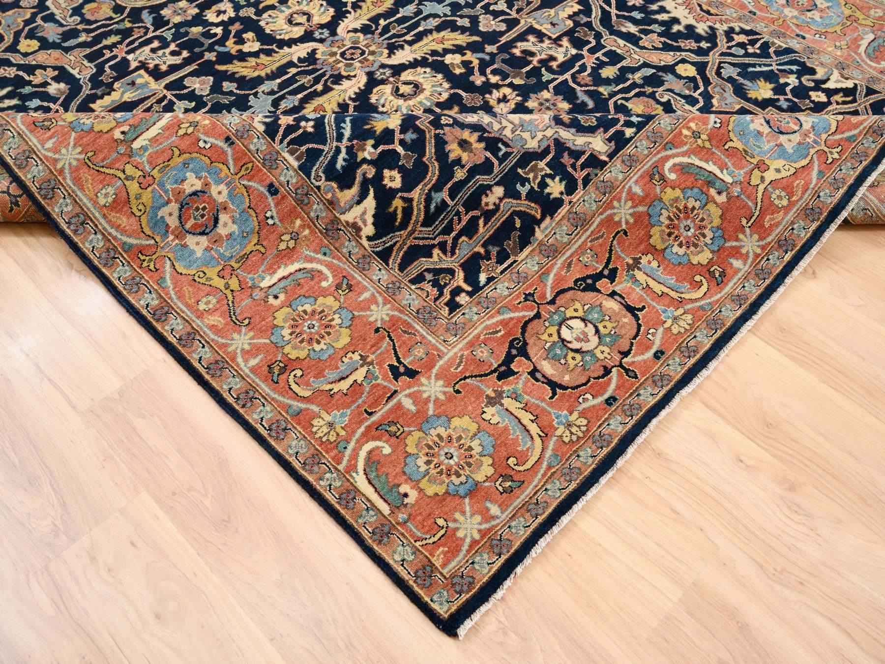 Heriz Heriz hand-knotted wool rug in Blue & Orange, 8'1" x 10'1" — SKU O063546 (view 7)
