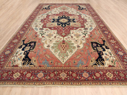 Ivory 10'1" x 15'9" Heriz Hand knotted Wool Rug - Sku: O063549