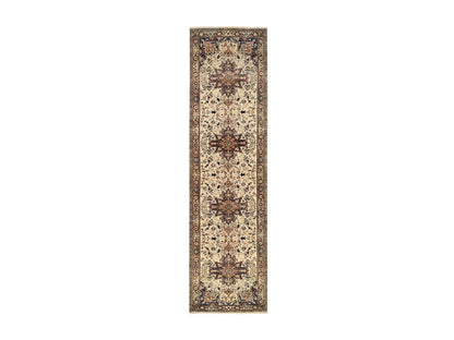 Heriz Heriz hand-knotted wool runner in Beige & Black, 2'7" x 10'3" — SKU O063588