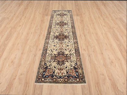 Heriz Heriz hand-knotted wool runner in Beige & Black, 2'7" x 10'3" — SKU O063588 (view 2)