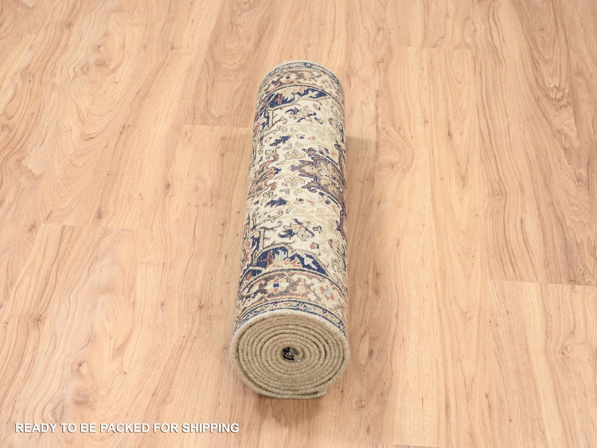 Heriz Heriz hand-knotted wool runner in Beige & Black, 2'7" x 10'3" — SKU O063588 (view 6)