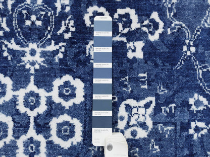 Tabriz Transitional hand-knotted wool/silk rug in Blue, 6' x 8'10" — SKU O063603 (view 7)
