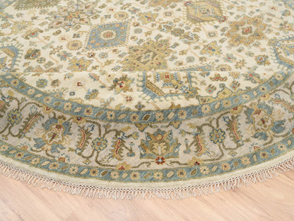 Ivory 8'10" x 8'10" Heriz Hand knotted Wool Rug - Sku: O063631