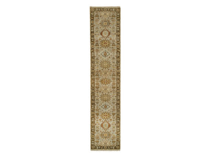 Grey 2'7" x 12'1" Traditional Hand knotted Wool Rug - Sku: O063634
