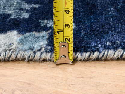 Modern / Contemporary hand-knotted wool/silk runner in Blue, 2'6" x 10' — SKU O063666 (view 7)