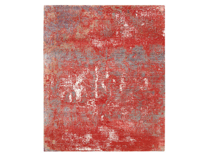 Red 8'0" x 10'0" Modern / Contemporary Hand knotted Wool/Silk Rug - Sku: O063671