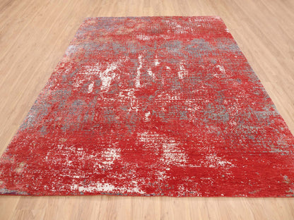 Red 8'0" x 10'0" Modern / Contemporary Hand knotted Wool/Silk Rug - Sku: O063671