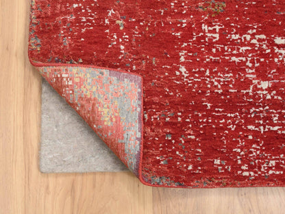 Red 8'0" x 10'0" Modern / Contemporary Hand knotted Wool/Silk Rug - Sku: O063671