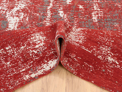 Red 8'0" x 10'0" Modern / Contemporary Hand knotted Wool/Silk Rug - Sku: O063671