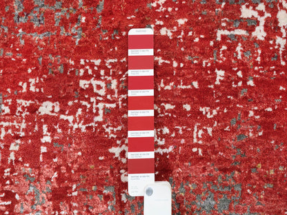 Red 8'0" x 10'0" Modern / Contemporary Hand knotted Wool/Silk Rug - Sku: O063671