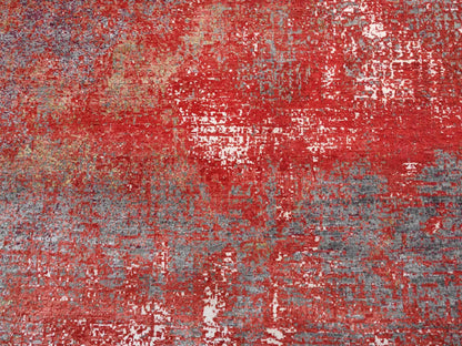 Red 8'0" x 10'0" Modern / Contemporary Hand knotted Wool/Silk Rug - Sku: O063671
