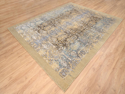 Sarouk Transitional hand-knotted wool/silk rug in Brown, 8' x 9'10" — SKU O063678 (view 4)
