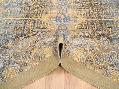Sarouk Transitional hand-knotted wool/silk rug in Brown, 8' x 9'10" — SKU O063678 (view 6)