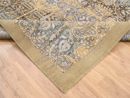 Sarouk Transitional hand-knotted wool/silk rug in Brown, 8' x 9'10" — SKU O063678 (view 7)
