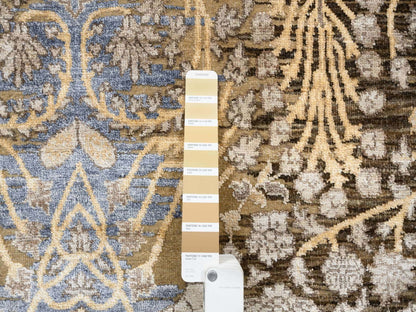 Brown 8'0" x 9'10" Transitional Hand knotted Wool/Silk Rug - Sku: O063678