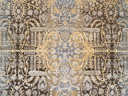 Sarouk Transitional hand-knotted wool/silk rug in Brown, 8' x 9'10" — SKU O063678 (view 9)