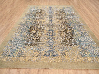Sarouk Transitional hand-knotted wool/silk rug in Brown, 9'2" x 12' — SKU O063680 (view 2)