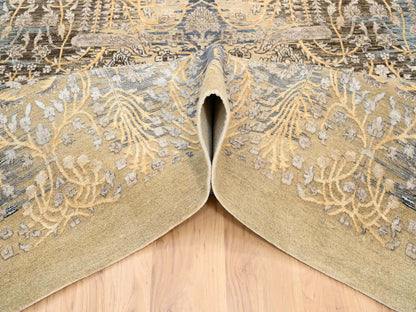 Sarouk Transitional hand-knotted wool/silk rug in Brown, 9'2" x 12' — SKU O063680 (view 5)