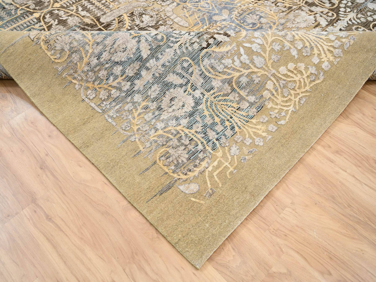 Sarouk Transitional hand-knotted wool/silk rug in Brown, 9'2" x 12' — SKU O063680 (view 6)