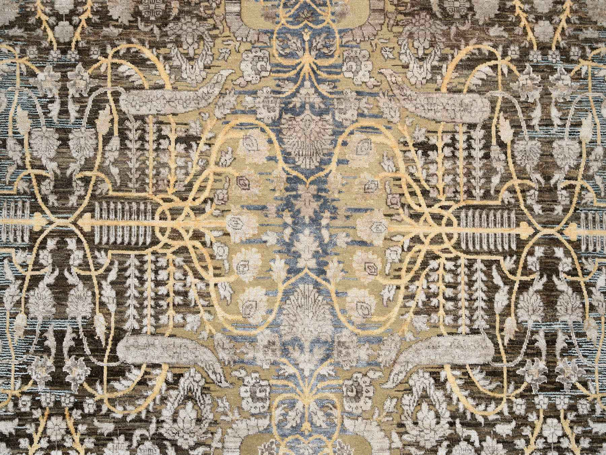 Sarouk Transitional hand-knotted wool/silk rug in Brown, 9'2" x 12' — SKU O063680 (view 8)