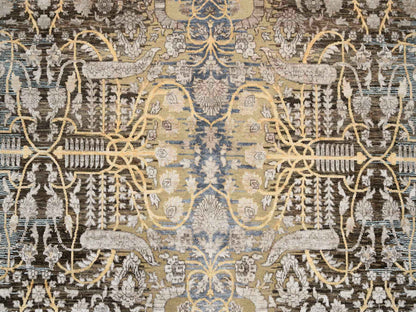 Sarouk Transitional hand-knotted wool/silk rug in Brown, 9'2" x 12' — SKU O063680 (view 8)