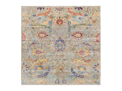 Ivory 8'0" x 8'0" Transitional Hand knotted Wool/Silk Rug - Sku: O063683