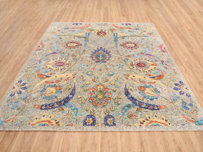 Ivory 8'0" x 8'0" Transitional Hand knotted Wool/Silk Rug - Sku: O063683