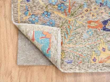 Transitional hand-knotted wool/silk rug in Ivory, 8' x 8' — SKU O063683 (view 4)