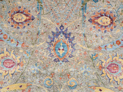 Ivory 8'0" x 8'0" Transitional Hand knotted Wool/Silk Rug - Sku: O063683