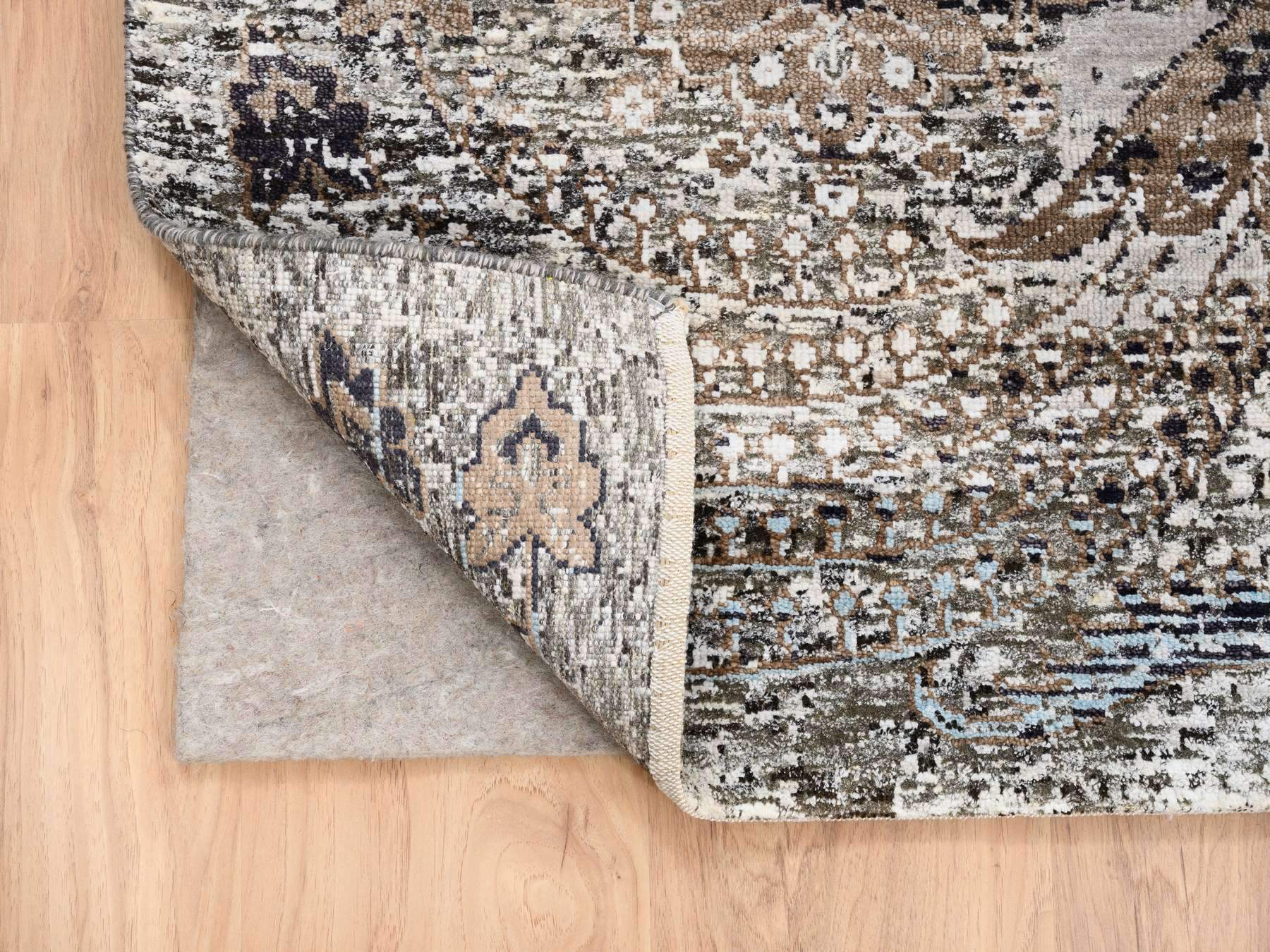 Transitional hand-knotted wool/silk rug in Brown, 8' x 8'1" — SKU O063684 (view 4)