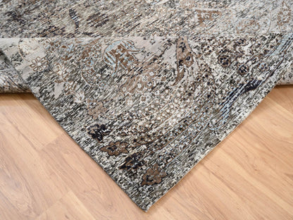 Transitional hand-knotted wool/silk rug in Brown, 8' x 8'1" — SKU O063684 (view 6)