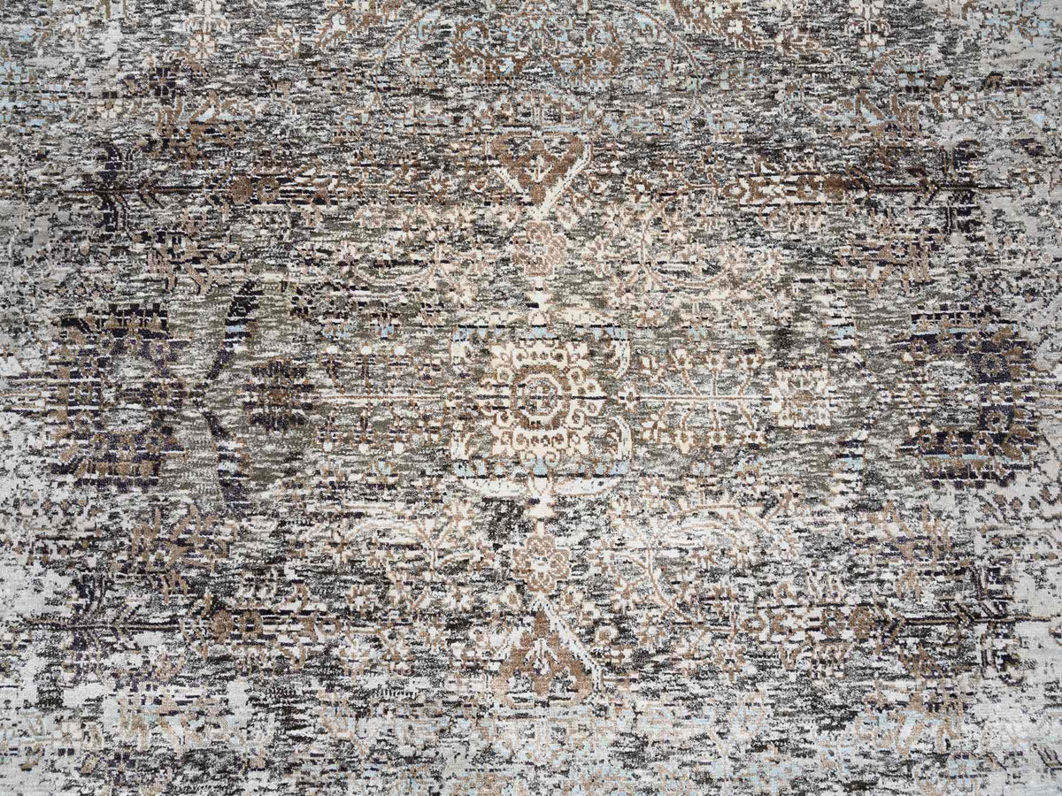 Transitional hand-knotted wool/silk rug in Brown, 8' x 8'1" — SKU O063684 (view 8)