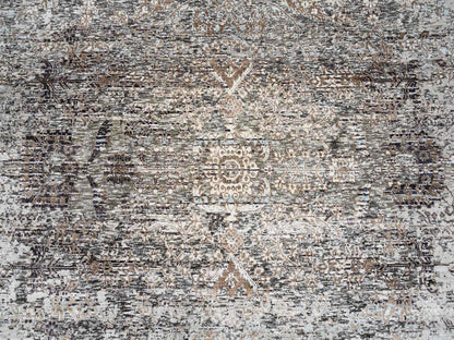 Transitional hand-knotted wool/silk rug in Brown, 8' x 8'1" — SKU O063684 (view 8)