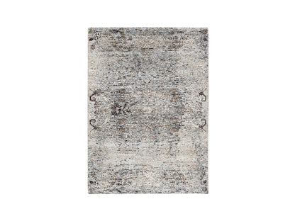 Transitional hand-knotted wool/silk rug in Brown, 4'1" x 6' — SKU O063694