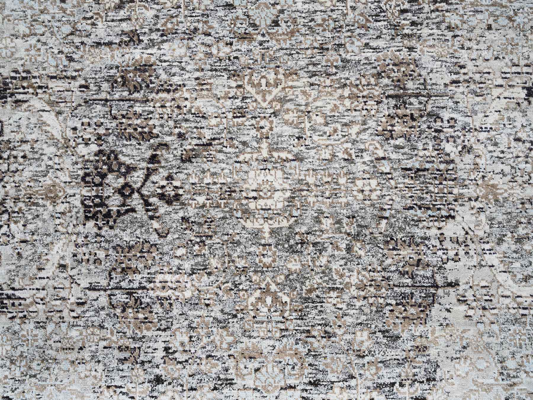 Transitional hand-knotted wool/silk rug in Brown, 4'1" x 6' — SKU O063694 (view 5)