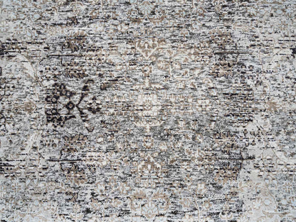 Transitional hand-knotted wool/silk rug in Brown, 4'1" x 6' — SKU O063694 (view 5)