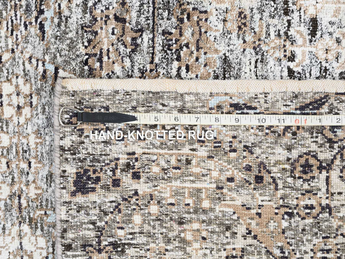 Transitional hand-knotted wool/silk rug in Brown, 4'1" x 6' — SKU O063694 (view 8)