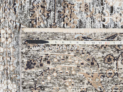 Transitional hand-knotted wool/silk rug in Brown, 4'1" x 6' — SKU O063694 (view 8)